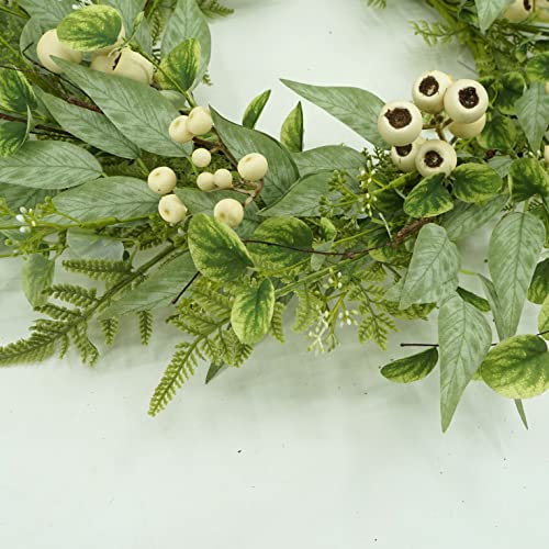 Wreathdream Lignt Green Eucalyptus Wreath Spring Summer Wreath With Eucalyptus Leaves,Berries, Dry Vine Branches, Ferns For Front Door Farmhouse Indoor Outdoor Festival Farmhouse Porch Home Decor thumb #6