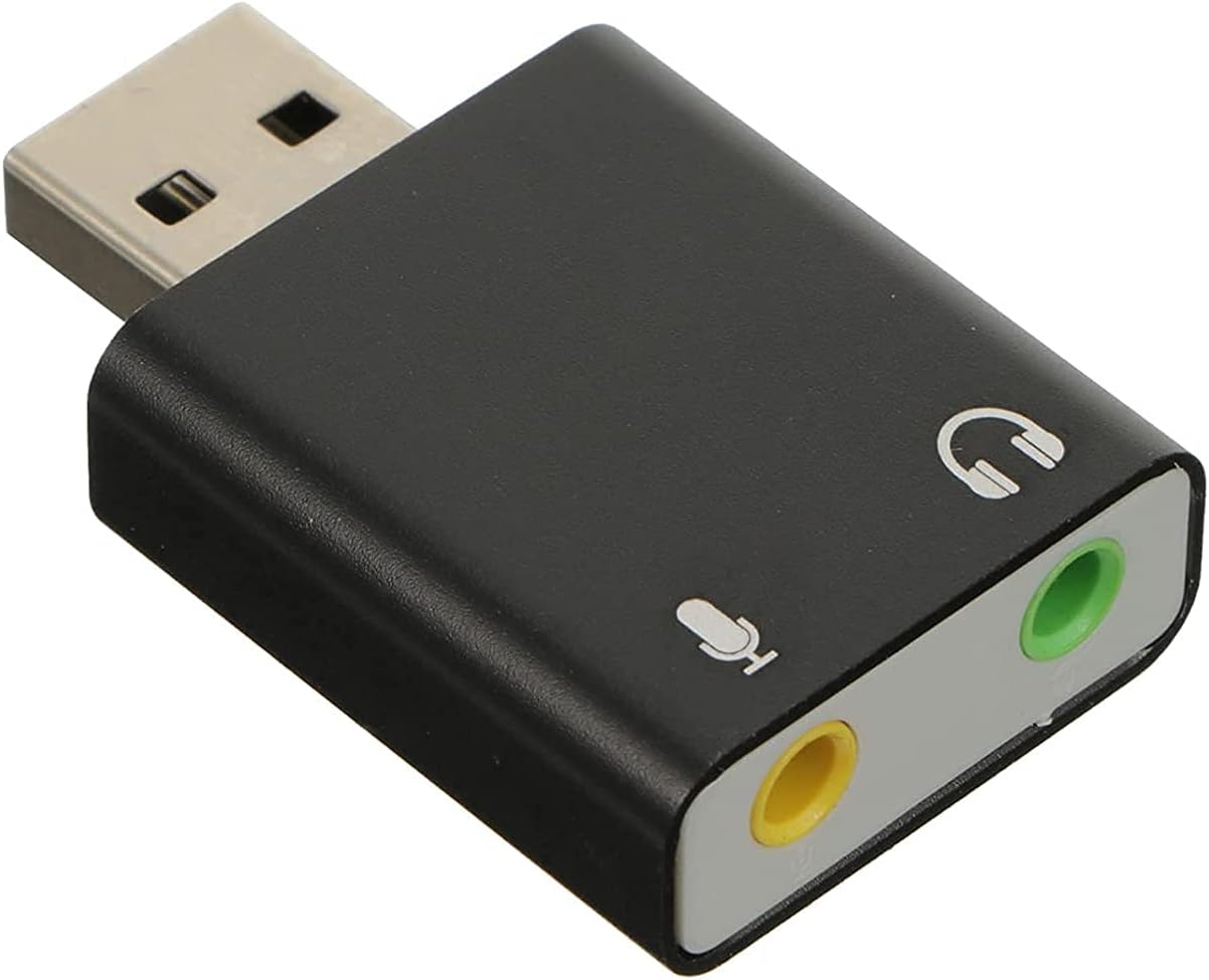 USB Aluminum Alloy External Stereo & Mic Sound Adapter 3.5mm Headset with Headphone Microphone Jack for Laptops Windows Desktops Mac Linux Extra PS4 Plug and Play (Multi)