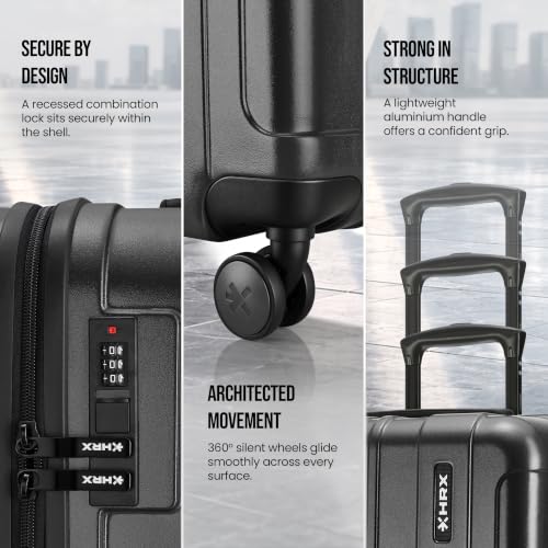 Image of HRX Force 2-Piece Luggage Set (Cabin + Medium) Charcoal Grey Polycarbonate Hard Shell Suitcase Set - Premium Travel Trolley Bags with 8 Spinner Wheels, Number Lock & Water Resistant Body