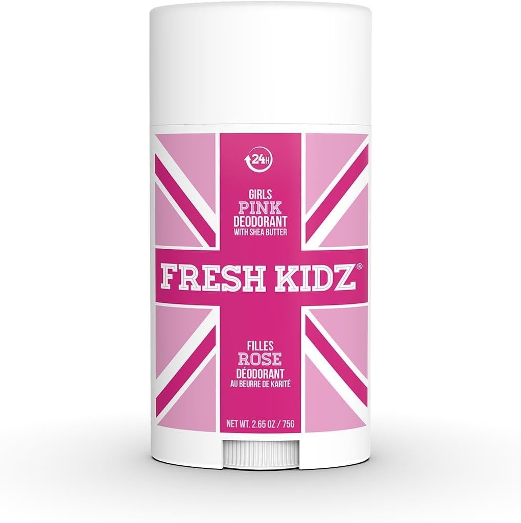 Deodorant Stick for Kids and Teens - Baking Soda and Aluminum-free 24 Hour Protection for Sensitive Skin - Girls "Pink", 2.65 oz / 75 g