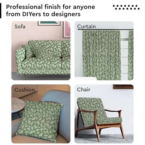 Image of Encasa XO Printed Fabric 59 inch (150 Cms) - Green Big Leaves - Decorative Soft & Smooth, 100% Cotton Cloth for Curtains, Cushions, Dress Material, Upholstery, Bedcover - 1 Meter