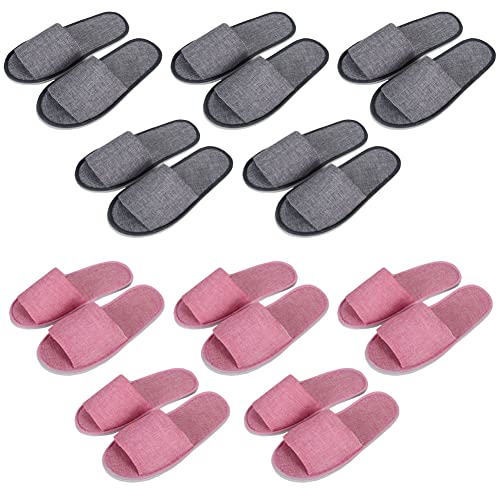 Tianmao Einweg Hausschuhe 10 Paar ,/Einweg Pantoffeln Home rutschfeste Gästepantoffeln , Hotel Schlappen für Damen, Herren, 5st Pink 5st Grau, Einheitsgröße