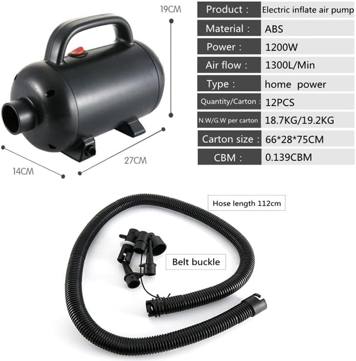 Generic 1200W Electric Air Pump, High Pressure Inflation & Deflation Compressor for Airboat & Inflatable Sofa Bed