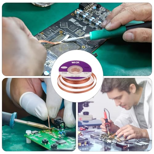 Image of MECCANIXITY Solder Wick Braid No-Clean Desoldering Wick Braid 0.14 Inch Width 10 Feet Length for Remove the Solder Electrical Components 3 Pack