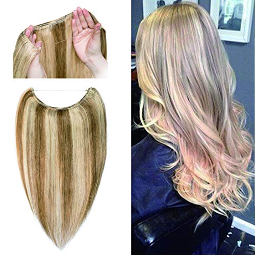 You Are My Sunshine My Only Invisible Wire Hair Extensions 16 inch Golden Brown&Bleach Blonde
