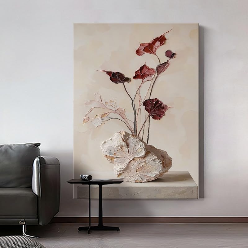 Tableau moderne à l'huile peint à la main, toile originale texturée pour salon chic