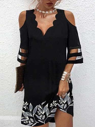 Minetom Femme Robe Chic Col V Profonde Sans Manche Été Plage Soirée