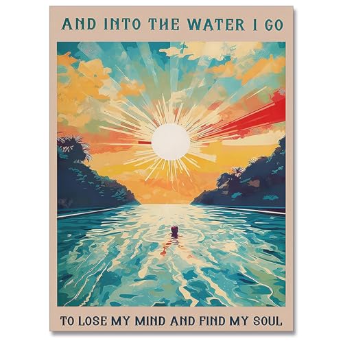 Unkaitoude Ocean Painting Poster Sunrise Sunset 12x16
