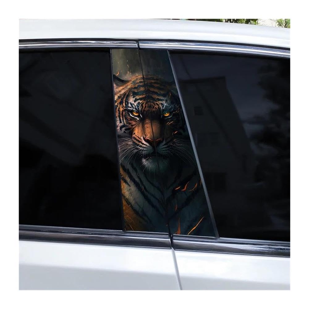Body Parts 2pcs Fierce Animal Theme Car Center Pillar Decals Waterproof Door Pillar Stickers(J)