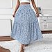 Women Floral Maxi Skirt Pleated A Line Long Flowy Tiered Circle Maternity Hippie Boho Beach Skirt with Pockets Cute Casual High Waisted Western Modest Church Hawaiian Trendy Summer Vacation Skirts