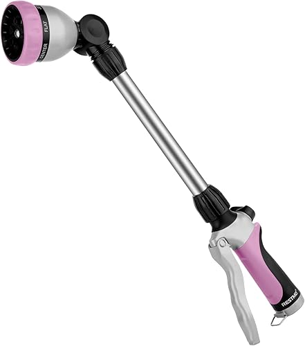 Miniatura 59 de RESTMO Varita de riego de metal, varita de manguera de jardín resistente con cabezal giratorio de 180°, boquilla de manguera de 16 pulgadas con 7