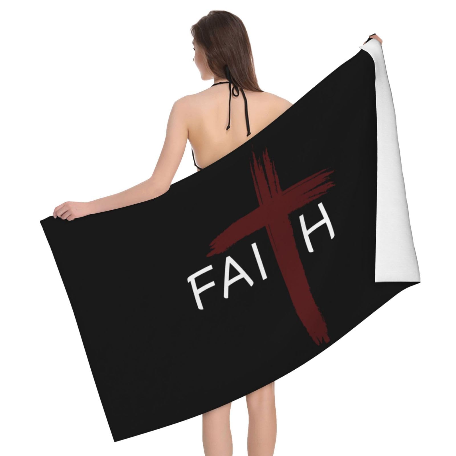 HLBSDM Microfiber Jesus Christian Faith Cross Beach Towel Quick Dry Soft Sand Free Beach Towels for Pool Swim Beach Lightweight Thin Towels