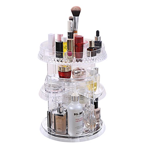 Acelectronic Rangement de Maquillage,Neuf Présentoirs Organiseur Tournant à 360°,Large Capacité Acrylique Organisateur, 7 Plateaux Ajustables, pour Tous Types d'Accessoires de Cosmétiques Cover