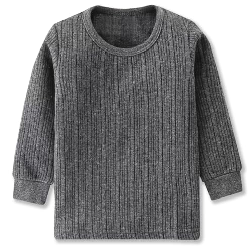 Image of TS LAVI TAVI Kids' Thermal Pajama Set Ribbed Cotton Blend Long Sleeve Top & Pants Unisex Sleepwear for Boys & Girls