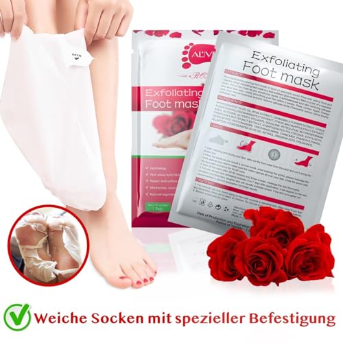 P-Beauty Mascarilla para Pies de Rosa | Exfoliación Intensiva para Pies | Calcetines Anti Callosidades | Renovación e Hidratación de la Piel | Elimina Callos y Grietas | 1 Par - imagen 7