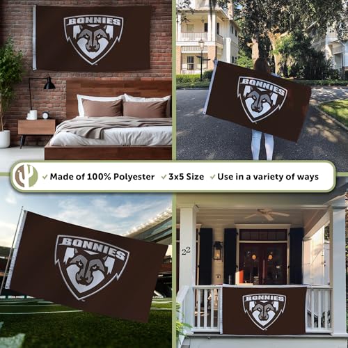 Desert Cactus St. Bonaventure University SBU Flag - 3 x 5 Feet Bonnies Banner, Indoor/Outdoor Durable Fabric, 100% Polyester Design (Style 2) by Desert Cactus - Used condition - Image 3