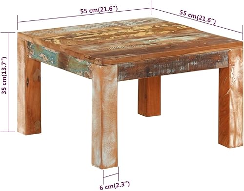 Miniatura 2 de Mesa de centro de 21.7 x 21.7 x 13.8 pulgadas, madera maciza recuperada, mesa de centro para sala de estar, mesa de centro para sala de comedor,