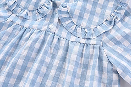 Mud Kingdom Girls Boys Summer Pajama Set Plaid Cute Peter Pan Collar4