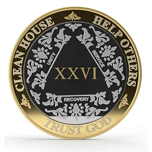 Silver & Gold 1-60 Years (26 Year (XXVI)) Alcoholics Anonymous Medallion AA Coin Capsule Included