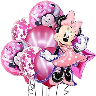 Mickey Party Supplies - simyron 8pcs Minnie Birthday Party Balloons Decorations Helium Balloons Latex Balloons Minnie Themed Balloons Party Supplies for Kids Birthday Decorations(Pink)