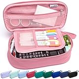 SPACEMATE Pencil Case Pouch Box Bag School Supplies Girls Boys Kids, Cute Preppy Stuff Large Big Capacity Aesthetic Pen Organizer, Back to College Stationary, Rosy Pink, Heavy Duty Canvas, 1800ml