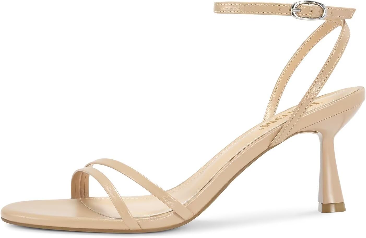 ISNOM Womens Sandals Round Toe Low Heels Strappy Ankle Strap Kitten Heel Comfort Dress Party Shoes - Image 4