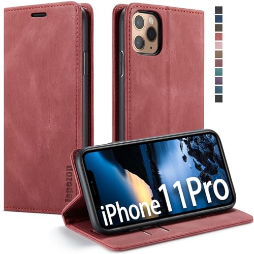 japezop iPhone 11 Pro Case,iPhone 11 Pro Case Wallet for Women or Men with [RFID Blocking] Credit Card Holder, Leather Flip Book Phone Case Cover for iPhone 11 Pro 5.8 Inch(Wine Red)