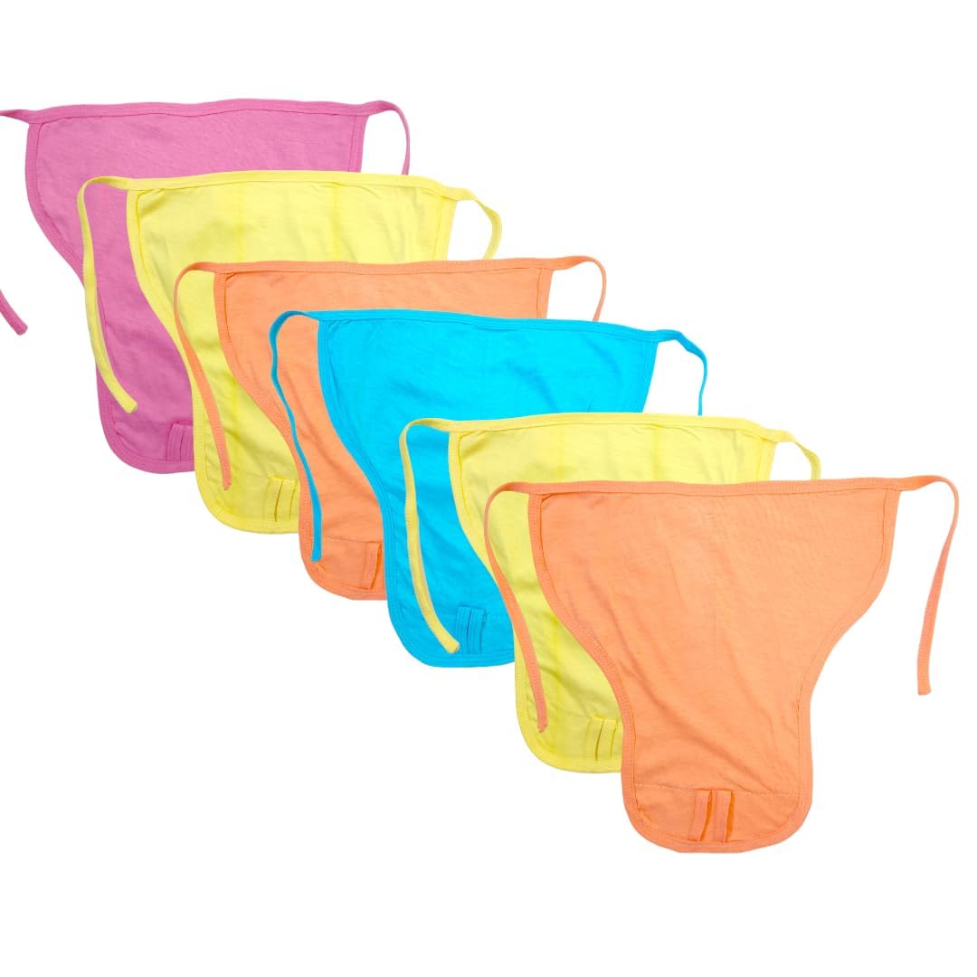 DTR Creation Baby Langot/Nappy for Newborn Babies, Soft Cotton Cloth Diaper for 6-12 Months – Unisex Plain (Pack of 6, Multicolor, L-Size)-image-37