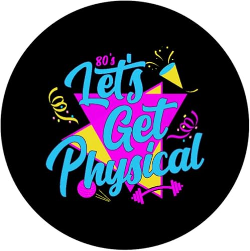 Miniatura 3 de Lets Get Physical Totally Rad 80s Retro Gym Fitness Workout PopSockets PopGrip intercambiable