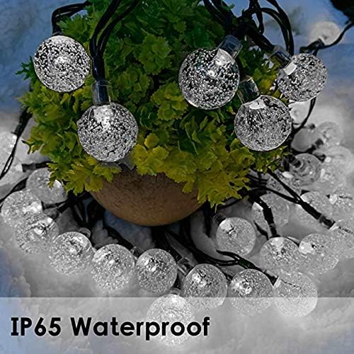 36Ft 60Led Solar String Lights Globe Crystal Balls Waterproof LED Fairy Lights for Garden Yard Home Party Wedding Decoration Cool White