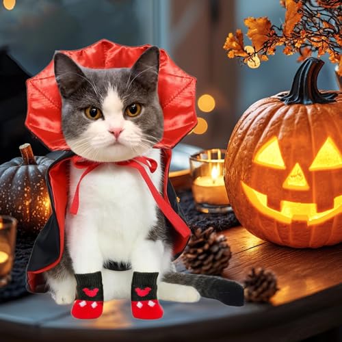 Weihnachts Kostüm für Hunde, Katzen Verkleidung mit Vampir Umhang für Weihnachten Geburtstag Party Fotoshooting, Hundekostüm Set für Kleine Mittlere Große Hunde