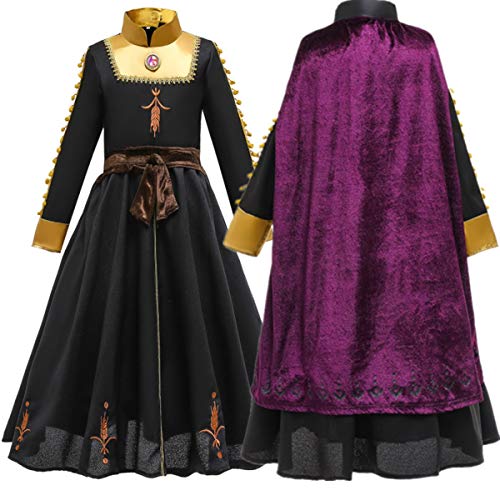 IWFREE Disfraz de Princesa Elsa 2 Niñas Anna Disfraz Reino de Hielo Vestido de Carnaval Fiesta Halloween Cosplay Navidad Costume + Accesorio 2-14 Años Cover