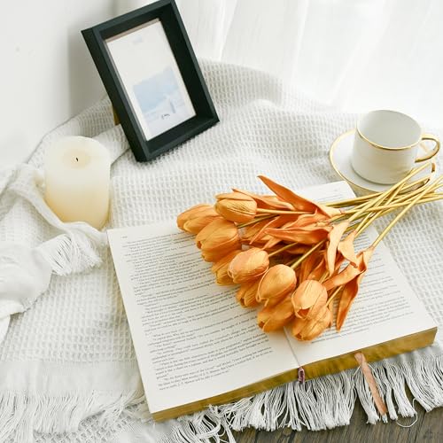 Image of Mandy's 12pcs Artificial Gold Tulips