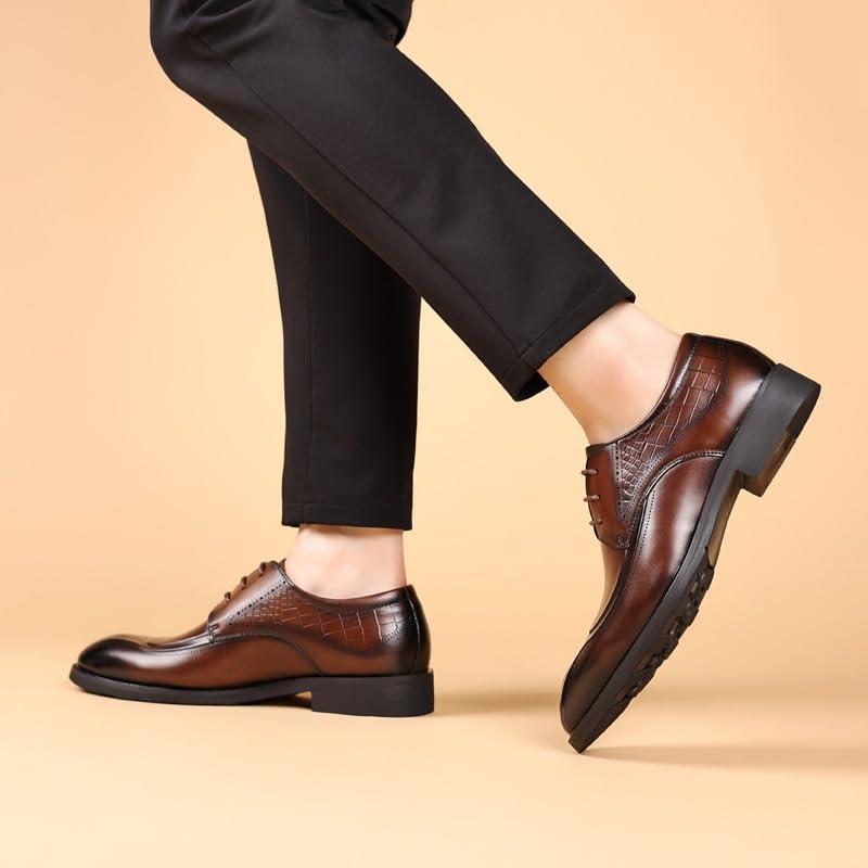 Men's Dress Oxford Faux Leather Lace Up Pointed Toe Tuxedo Business Low Top Classic2