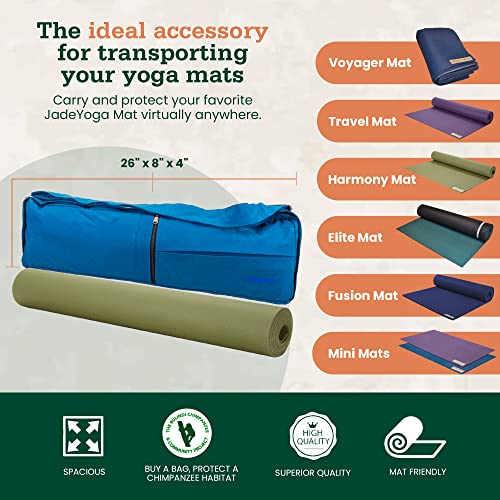 Jadeyoga Macaranga Mat Bag - Yoga Mat Bag & Yoga Mat Carrier W/Adjustable Shoulder Strap, Women & Mens Bag - Yoga Supplies & Yoga Accessories For Women & Men - Organic Cotton Yoga Bag (Royal Blue) #TOP4