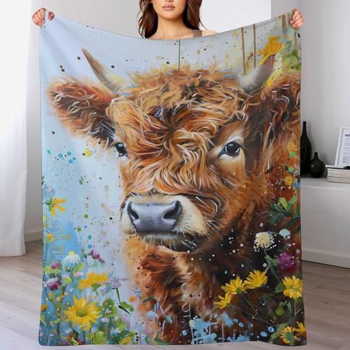 Couverture flanelle vache douce plaid chaud lavable en machine 130x150