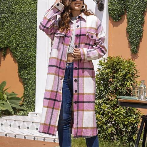 Plaid Coats for Women Winter Fall High Neck Long Jackets Coats Women 2025 Y2K3