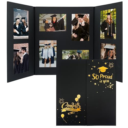 GMFrames Graduation Picture Frame Photo Display Board Multi 4"x6" Memory Portfolio Album for Senior High School, College or University Graduation Photographs Black