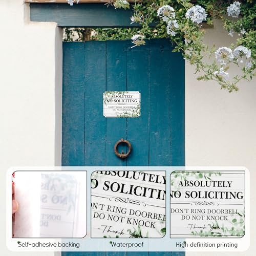 Image of No Soliciting Sign for Front Door,Self-Adhesive Elegant Do Not Knock or Ring Doorbell No Soliciting Sticker for Home, No Solicitors Sign for Doorbell, House Door, Home, Office 5.9 inchx 3.9 inch