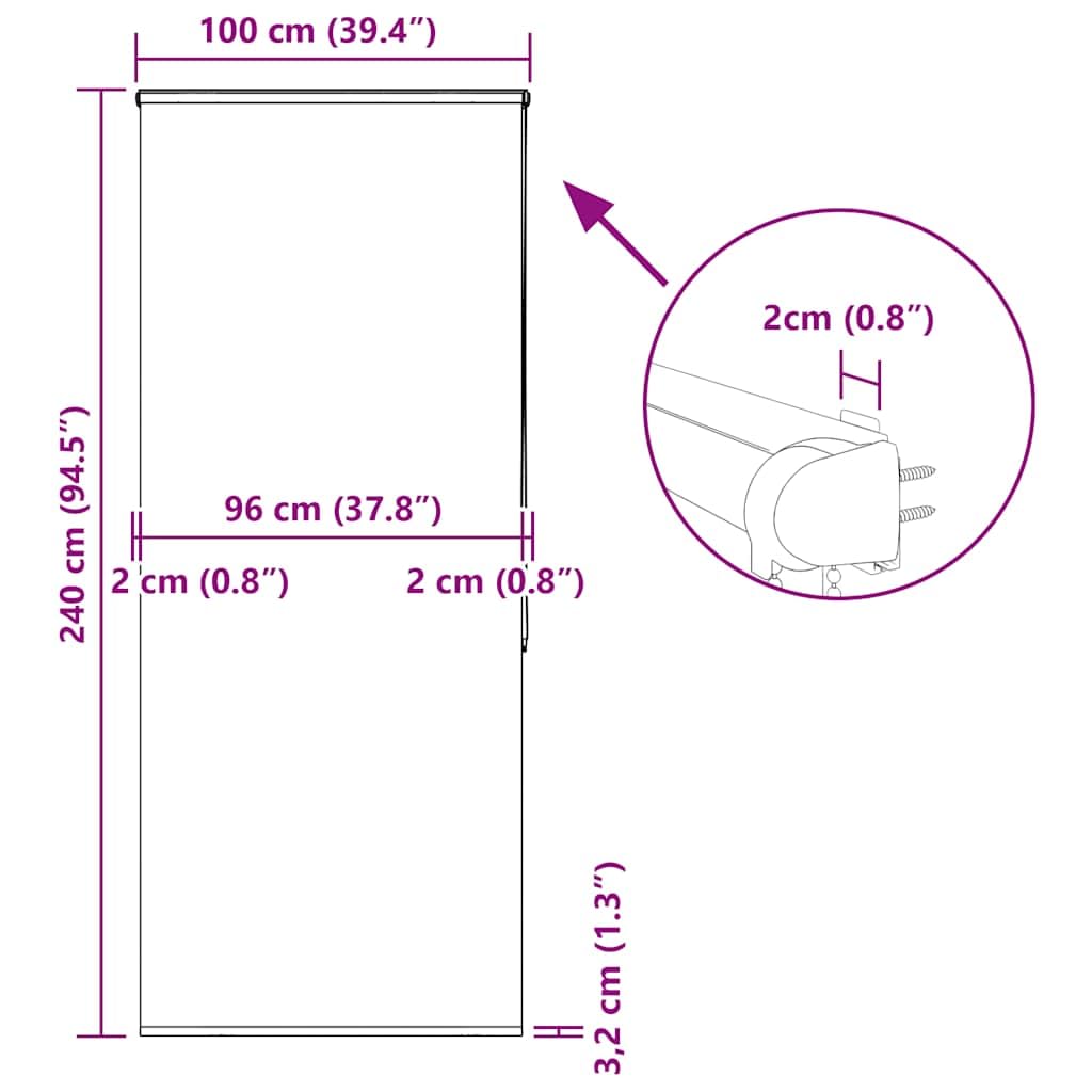 Cortina de ducha enrollable con casete de PEVA 100 x 240 cm, ancho de la tela 96 cm, opaco e impermeable para baño, con conector de cadena y riel de aluminio, ahorra espacio y fácil de limpiar