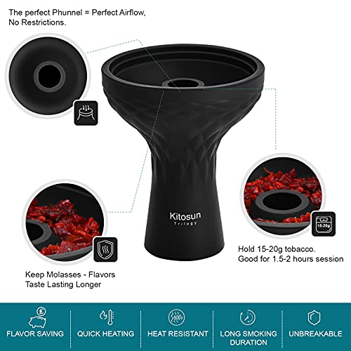 Kitosun Phunnel Silikon Shisha Kopf - Premium 70 Grad haltbare Silikon material 15Gramm Shisha Aromen einfache Reinigung… – Bild 5