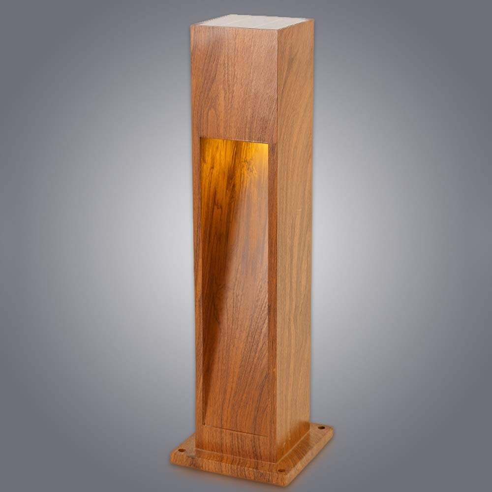 Lampa zewnętrzna, 75 cm, stal nierdzewna, lampion trawnikowy, kreatywny rysunek słojów drewna, ciepłe światło LED, europejskie oświetlenie dziedzińca, pasuje do stylu vintage
