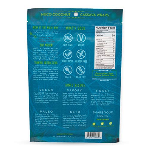 Image of NUCO Organic Coconut Wraps, Cassava - Gluten Free, Low Carb, Vegan, 5 Ct