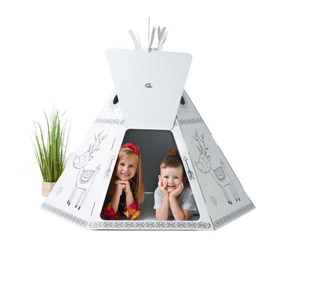 Tektorado - Spielhaus aus Pappe für Kinder - Kinderspielhaus aus Karton zum Bemalen und Spielen - für Outdoor & Indoor - für Kinder ab 3 Jahren