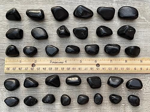 Image of GAF TREASURES 1 /2 LB Black Tourmaline Tumbled Stones, Polished Natural Black Tourmaline Gemstone, Black Tourmaline Healing Crystals (Black Tourmaline)
