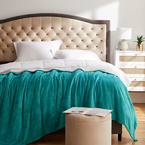 KMUSET Fleece Blanket Throw - Teal, Lightweight, Super Soft, Cozy Luxury Bed Blanket