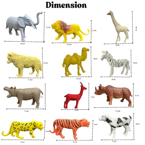 Image of ZESTHOME Jungle Animal Toys for Kids 3+ | 12PCS Forest Farm Forest Animal Action Figure Toy for Boys & Girls Birthday Gift for Children Wild Zoo Animal Set for Boys and Girls