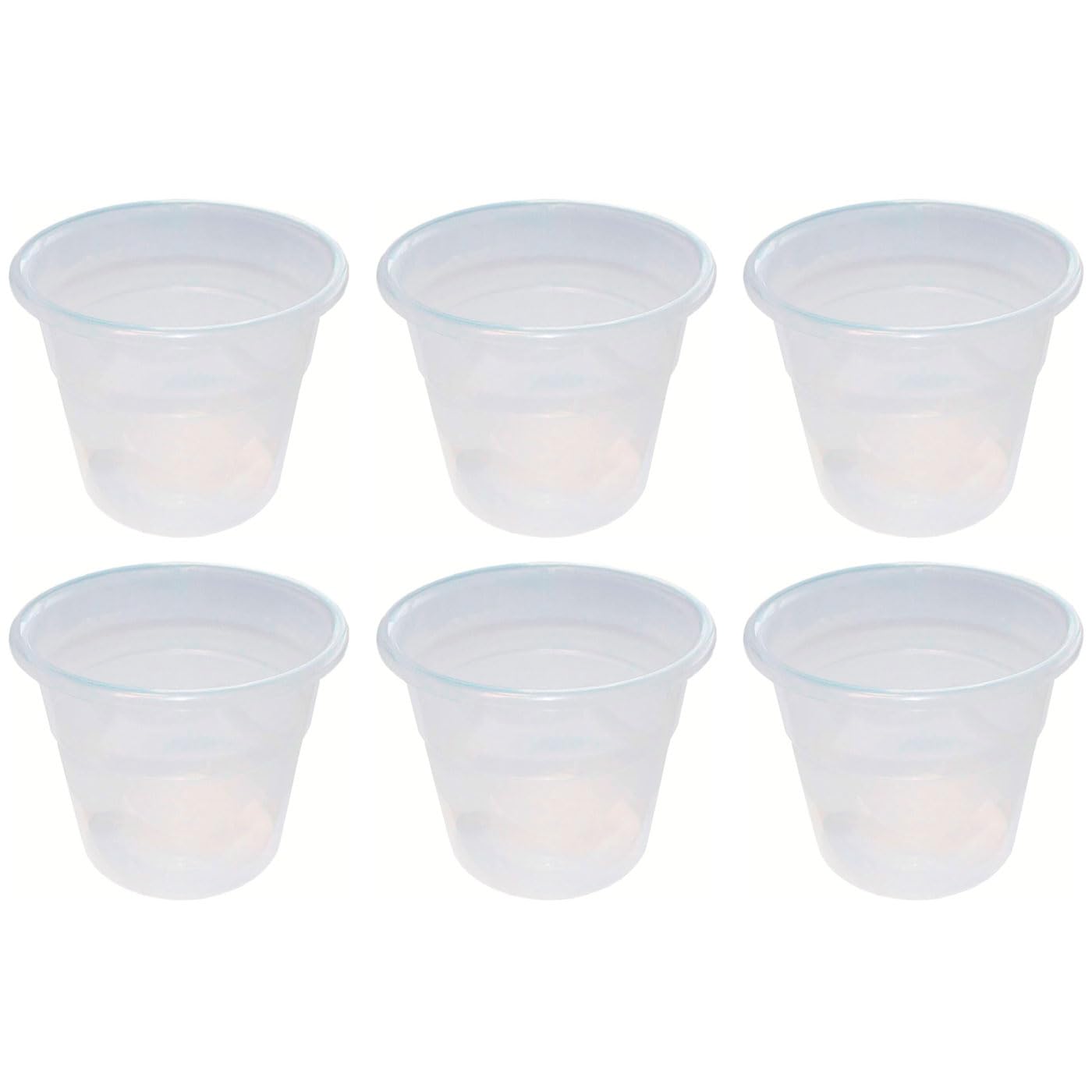 Acan Tradineur - Pack de 6 macetas Redondas de plástico Transparente, Tiesto, macetero, Recipiente para Plantas, Flores, balcón, terraza, hogar, Interior o Exterior, 24 x 20 cm