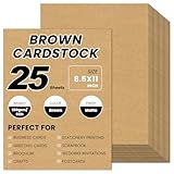 25 Sheets Brown Cardstock 8.5 x 11, 92lb/250gsm Kraft Card Stock Paper, Heavy Cardstock Printer Paper for Invitations, Scrapbooking, Crafts, DIY Cards