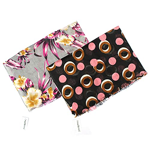 Image of Women's Trendy floral Printed Rayon Stoles Multicolour (Pack of 2)